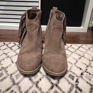 Fringe faux suede boot